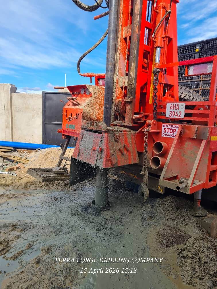 Borehole drilling in progress